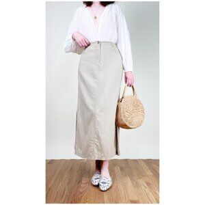 Vintage Linen High or Low Rise Maxi Skirt Straight Column Fit 90s Y2K Euro Girl